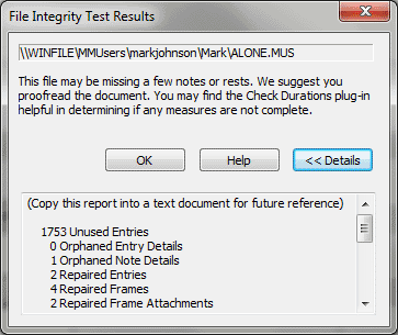 File Integrity Test Results