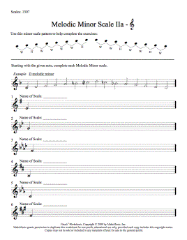Worksheets: Melodic Minor Scales