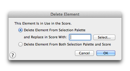 Delete Element dialog box
