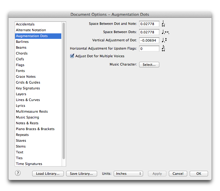 Document Options dialog box