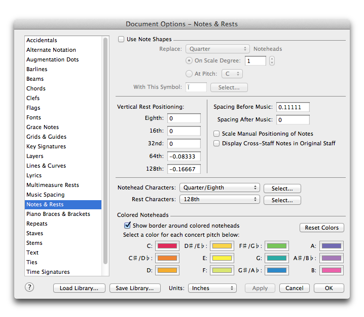 Document Options dialog box
