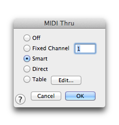 MIDI Thru dialog box
