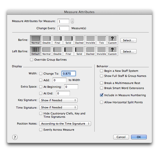 Measure Attributes dialog box