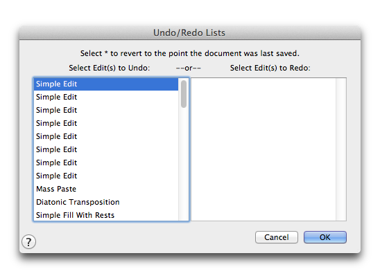 Undo/Redo Lists dialog box