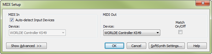 Step 4: The MIDI Setup dialog box
