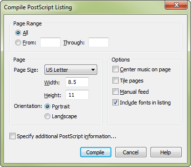 Compile PostScript Listing dialog box