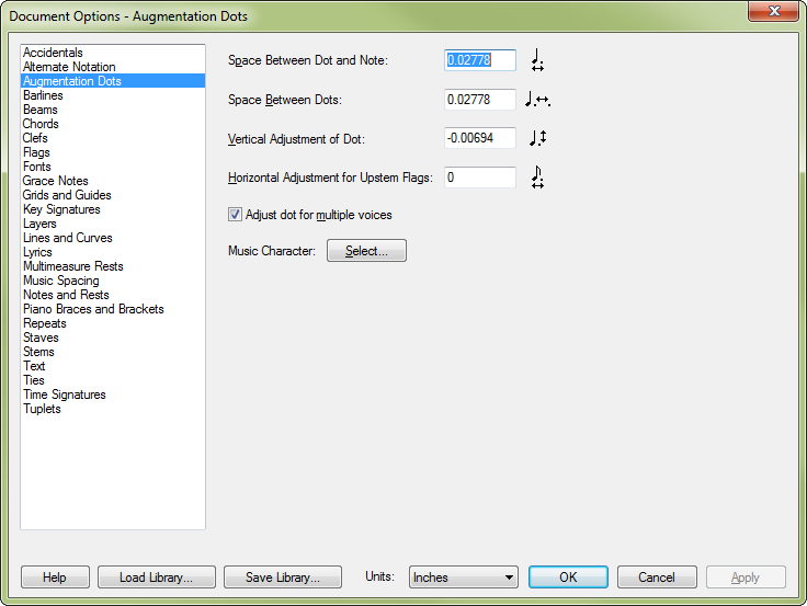 Document Options dialog box