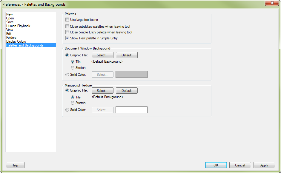 Preferences dialog box