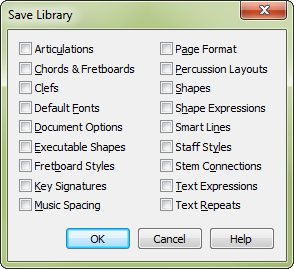 Save Library dialog box