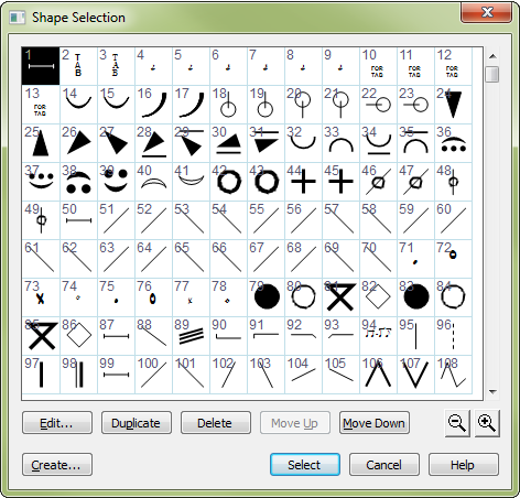 Shape Selection dialog box