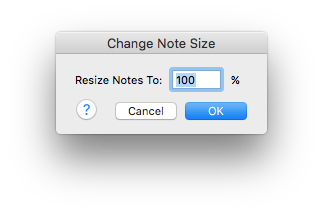 Change Note Size dialog box