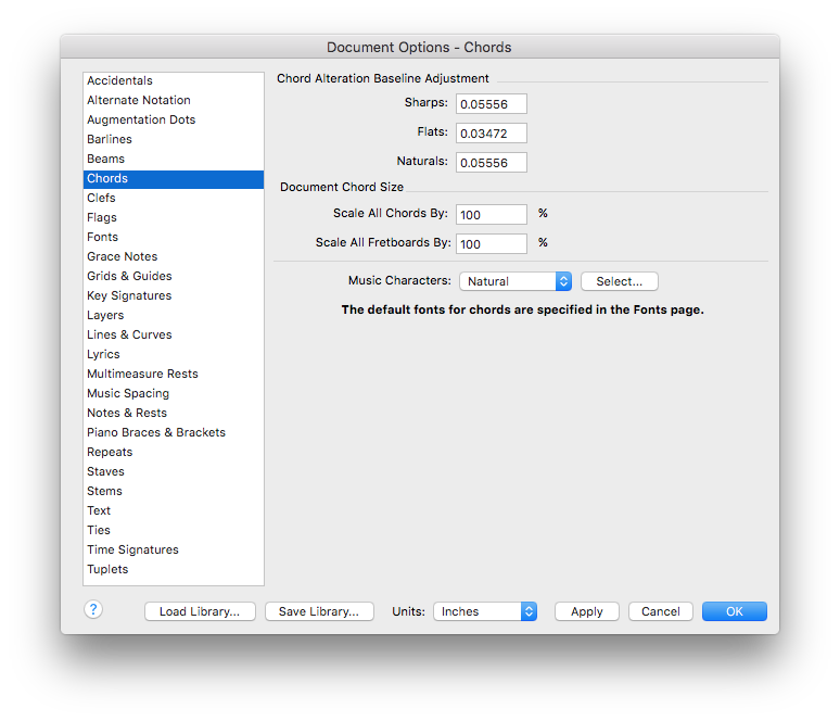 Document Options dialog box