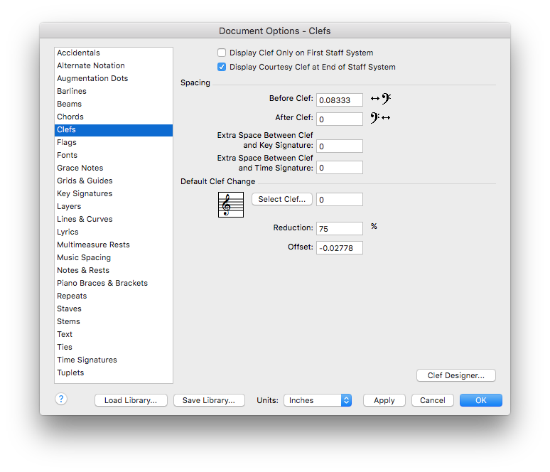 Document Options dialog box