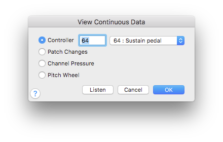 View Continuous Data dialog box