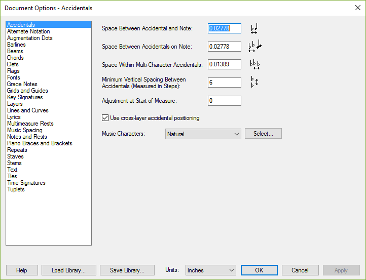 Document Options dialog box