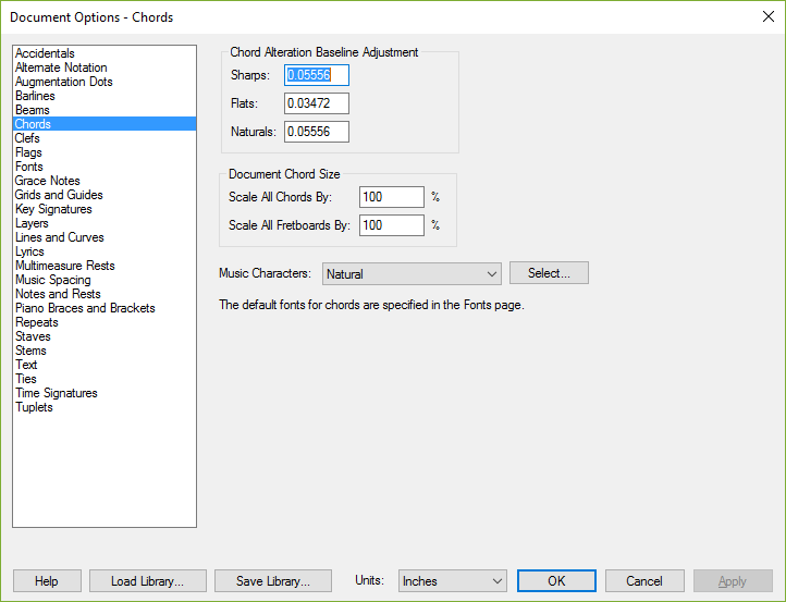 Document Options dialog box