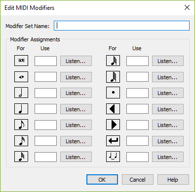 Edit MIDI Modifiers dialog box