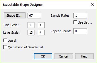 Executable Shape Designer dialog box