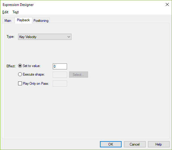 Expression Designer - Playback dialog box