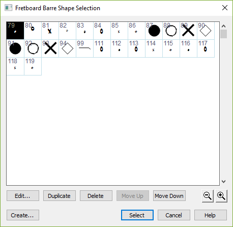 Fretboard Shape Selection dialog box