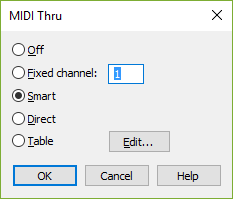 MIDI Thru dialog box