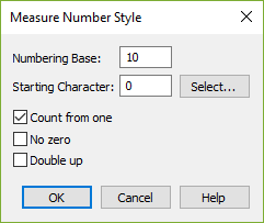 Measure Number Style dialog box