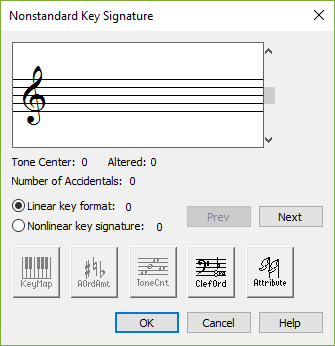 Signature Dialog Box Nonstandard Key Signature dialog box
