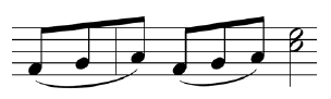 Example of eighth notes beamed across a barline