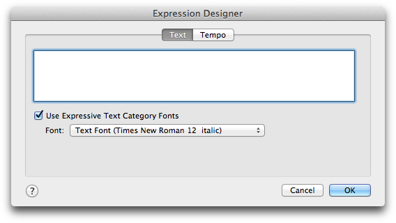 Text Expression Designer dialog box