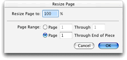 Resize Page dialog box