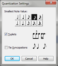 Quantize Box Quantization Settings dialog box